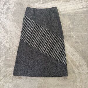 Liz Claiborne Charcoal and Black Striped Midi Skirt